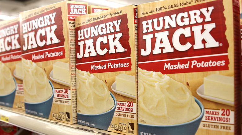 Hungry Jack Mashed Potatoes boxes