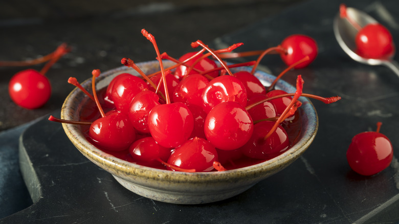 Bowl of maraschino cherries