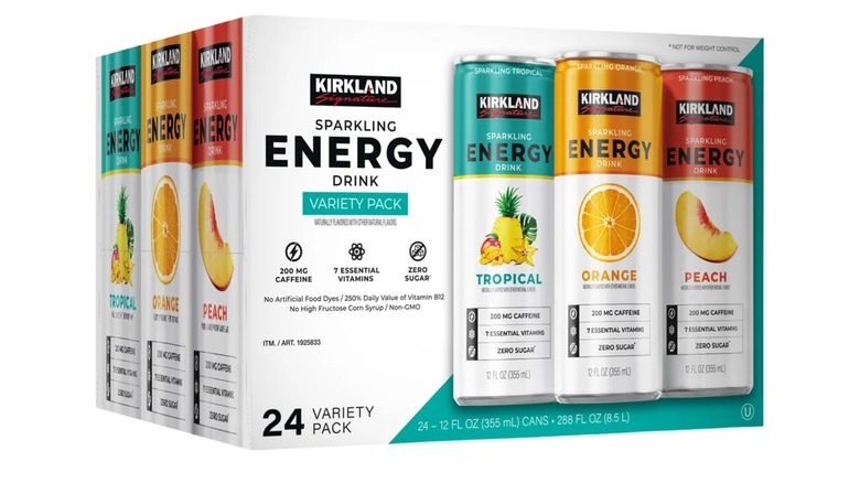 A 24-count box of Kirkland Sparkling Energy Drink
