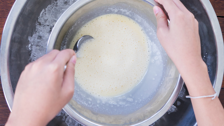 Mixing ice cream mixture