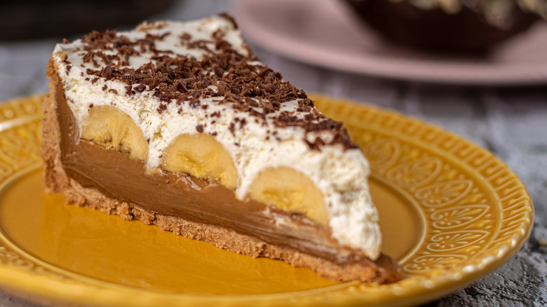 Slice of pie with chocolate shavings