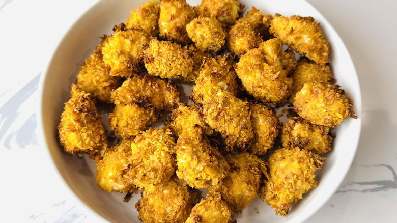 Popcorn chicken in a serving bowl
