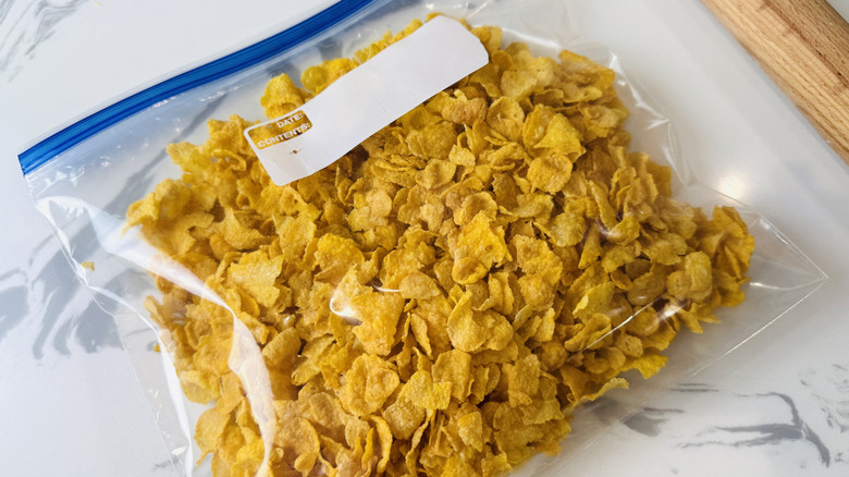 Cornflakes in plastic bag