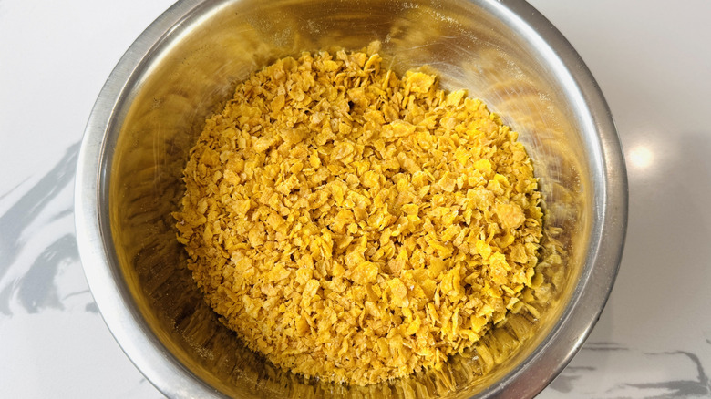 Seasoned cornflakes in a bowl