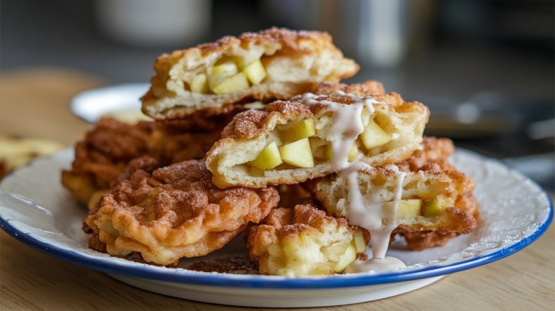 apple fritters filled with chopped apples