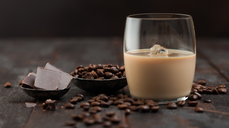 Baileys alongside coffee beans and chocolate