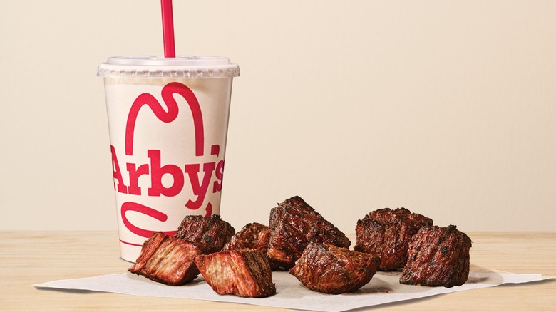 Arby's Steak Nuggets with drink