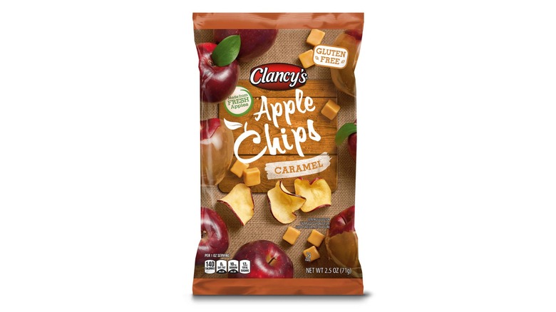 A bag of Clancy's caramel-flavored apple chips