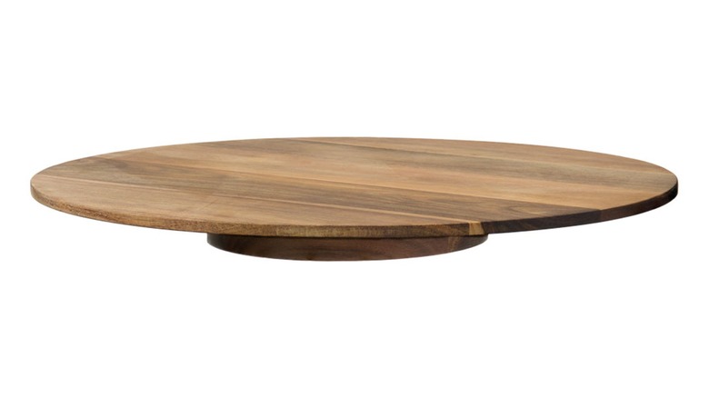 A Lazy Susan in an acacia wood finish