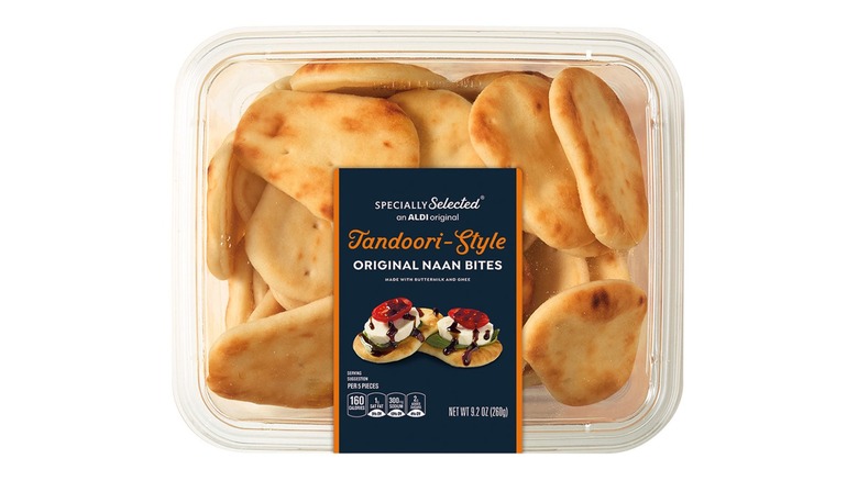 A clear plastic box of Specially Selected Tandoori-Style Original Naan Bites