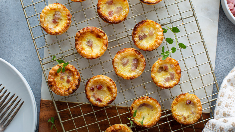 quiches cooling on wire rack