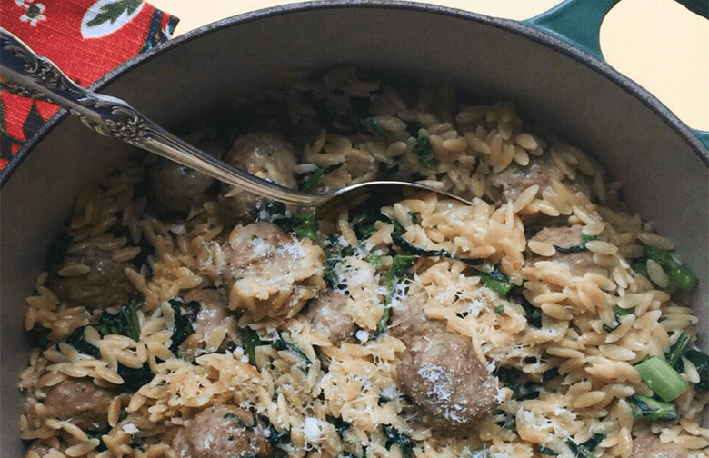 One-Pot Meatball Orzo and Broccoli Rabe Casserole