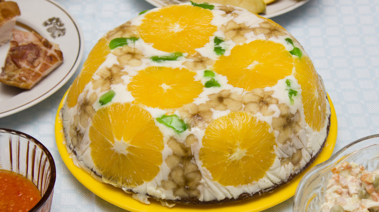 Jell-O mold salad on plate