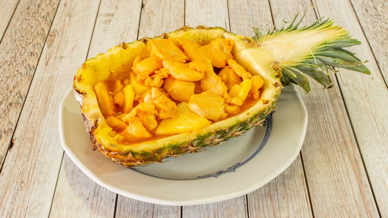 Pineapple chicken on a plate