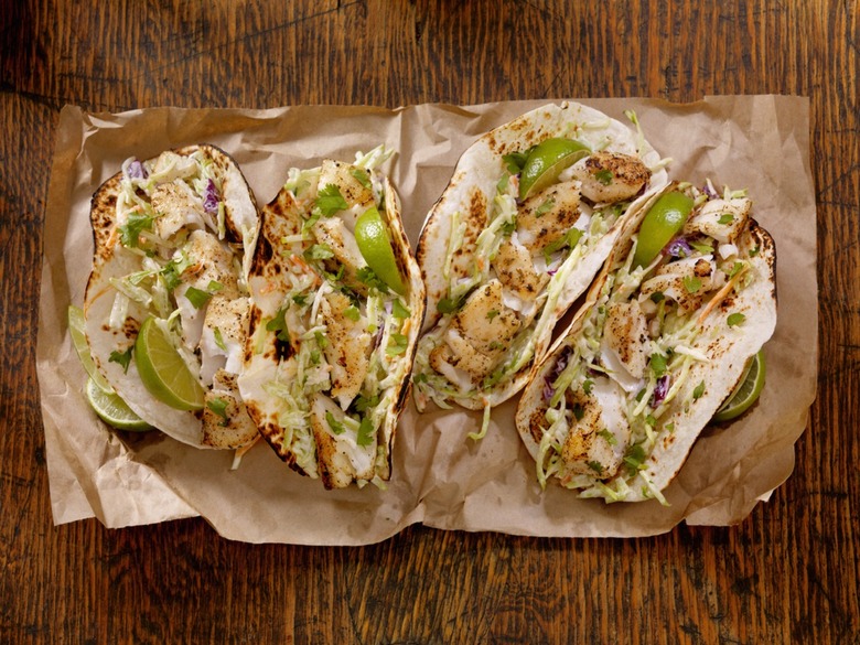 Grilled Fish Tacos With Lime Cabbage Slaw
