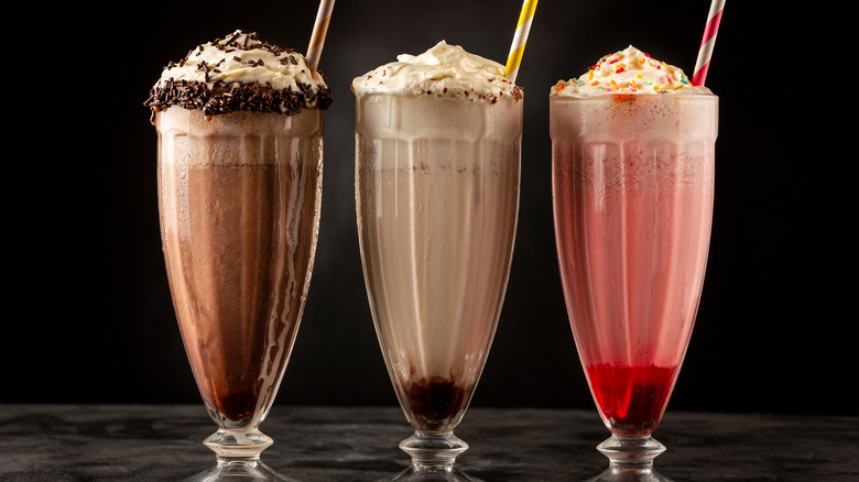 Three types of milkshakes