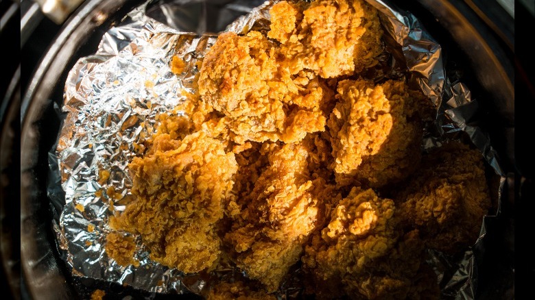 fried chicken in foil