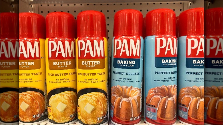 Pam cooking spray on shelf