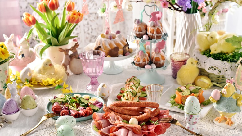 Easter meal and decorations