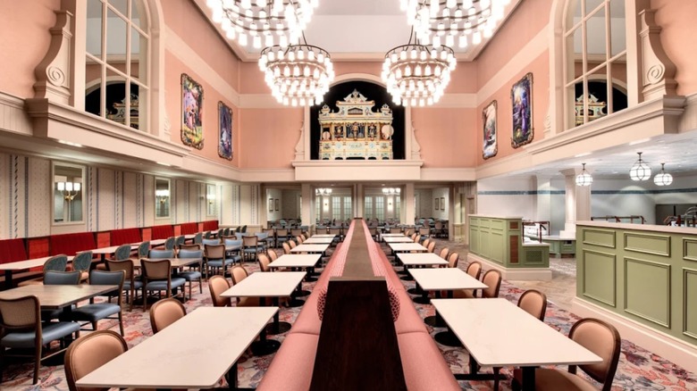 The pink interior of 1900 Park Fare in the Grand Floridian
