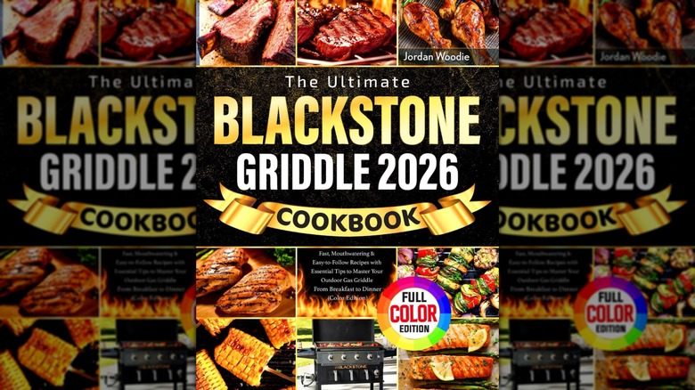 The book cover of "The Ultimate Blackstone Griddle 2026 Cookbook" by Jordan Woodie