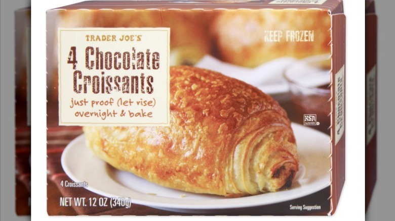 Chocolate croissant box on white background