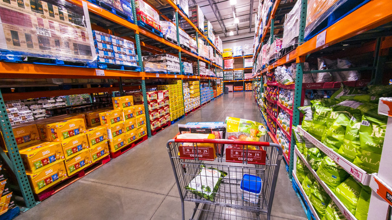 Cart parked in chip aisle at Costco