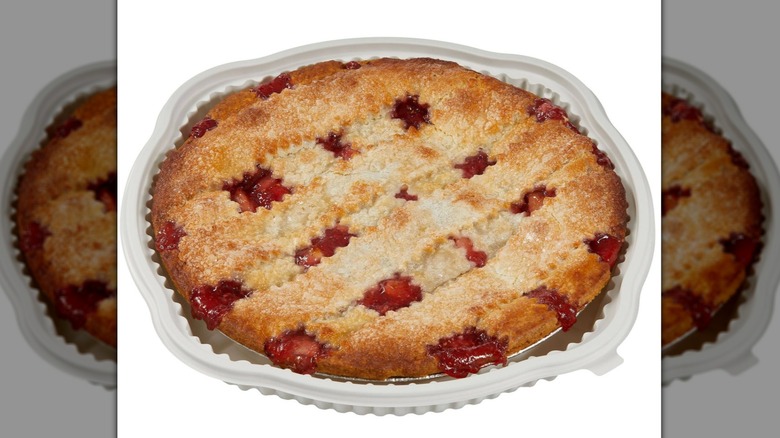 Apple berry pie on white background