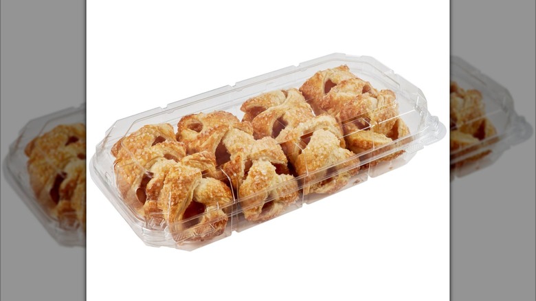Caramel apple strudel bites on white background