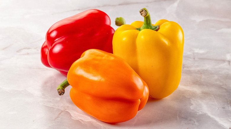Red, yellow, and orange bell peppers