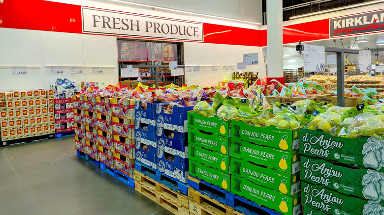 The fresh produce section at a Costco store