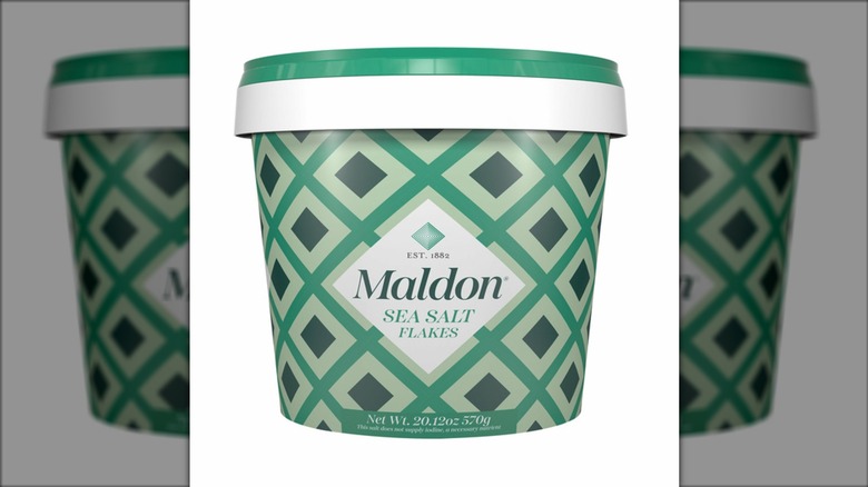 A large container of Maldon sea salt flakes