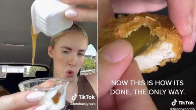 Dipping Sauce and McNugget with pickle