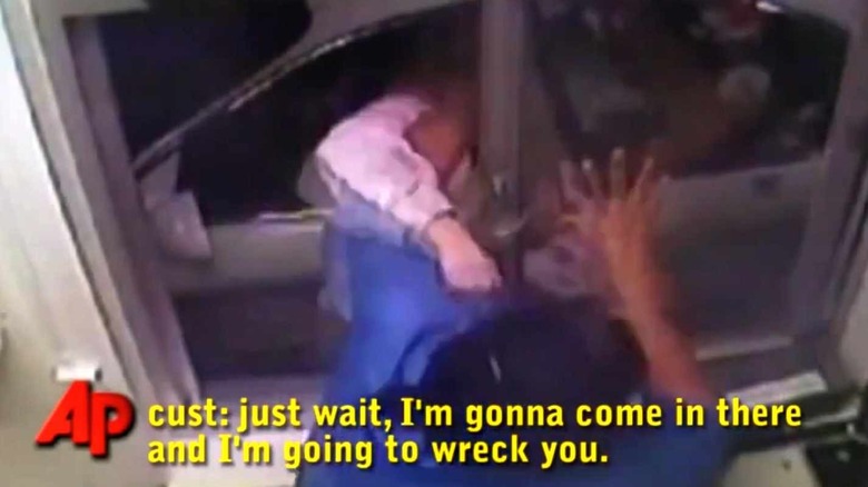 A fistfight at McDonald's drive thru window