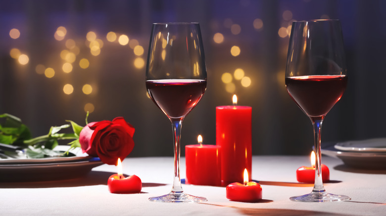 Romantic dinner table setting