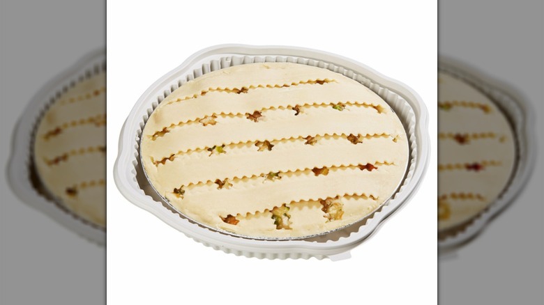 A Kirkland Signature Chicken Pot Pie on a white background