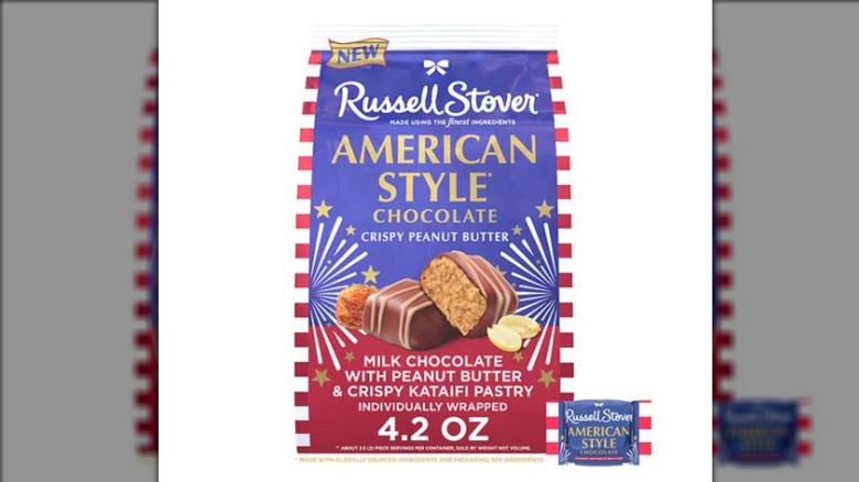 RUSSELL STOVER American Style Milk Chocolate Candy Bar with Peanut Butter & Kataifi