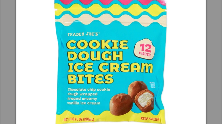 Package of Trader Joes Cookie Dough Ice Cream Bites