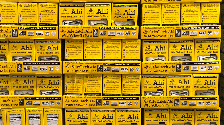 stacked packages of ahi tuna