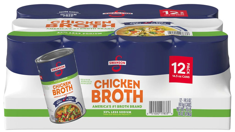 package of 12 swanson chicken broth cans