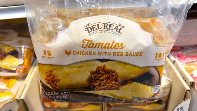 A bag of Del Real chicken tamales