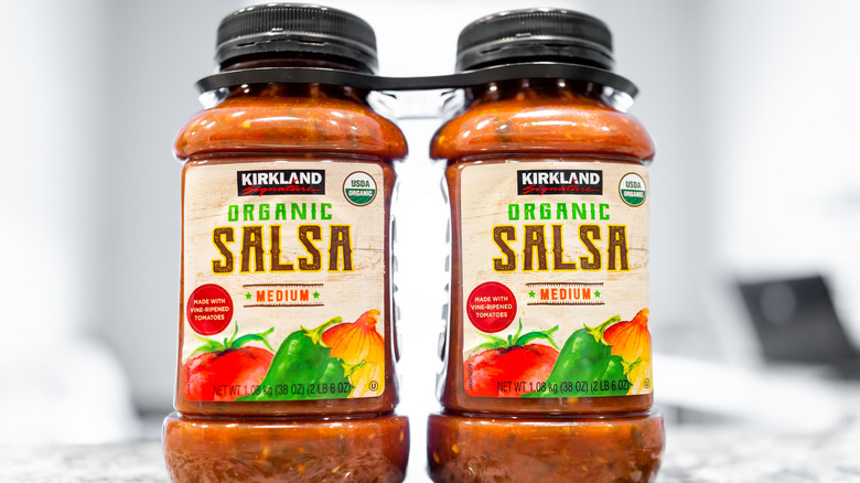 Two jars of Kirkland organic medium salsa