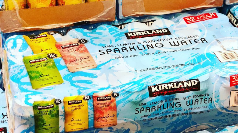 Kirkland Sparkling Water multi-pack on store shelf