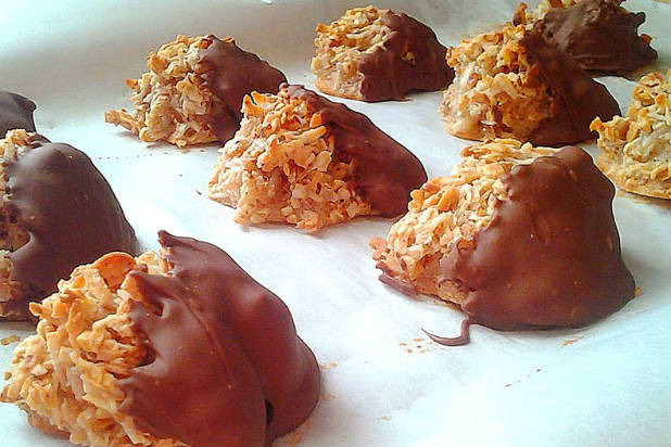 Food Apparel — Chocolate Dipped Almond Macaroons: Classic Style