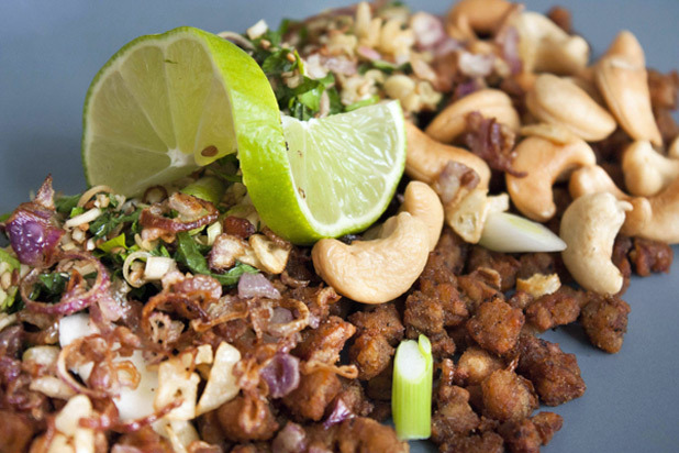 Minced Tempeh Salad with Lemongrass, Sesame, and Cashews