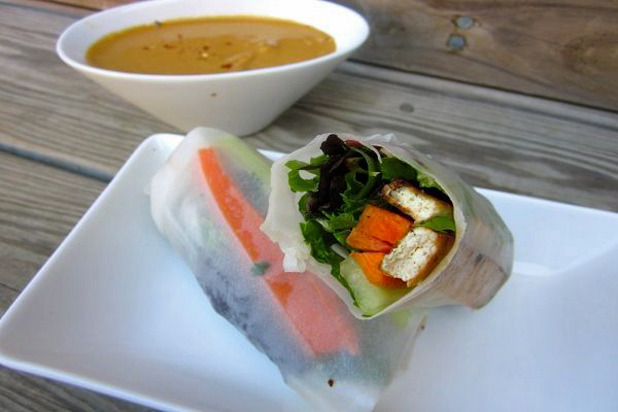 Spring Rolls with Spicy Peanut Dipping Sauce