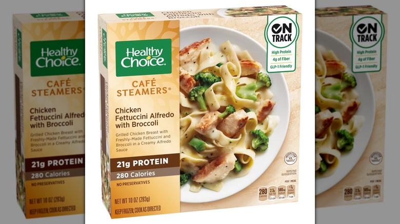 Box of Healthy Choice Café Steamers Chicken Fettuccine Alfredo with Broccoli