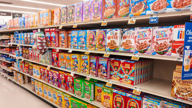 Grocery store cereal aisle
