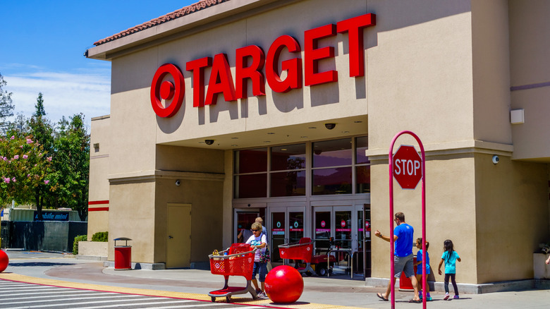 Target storefront with customers entering and exiting