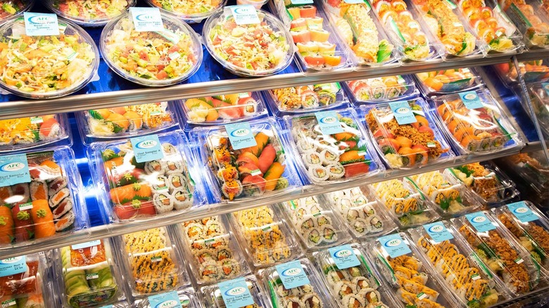 Sushi section at Publix with a wide variety of options